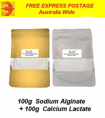 Food Grade Premium Sodium Alginate And  Calcium Lactate ( 100g +100g) • $29