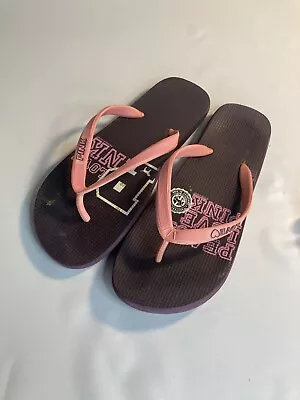 PINK Victoria Secret Womens Maroon Pink Logo Flip Flops 9-10 • $19.99