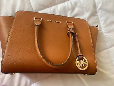 Michael Kors Selma Saffiano Tan Medium Leather Satchel Shoulder Bag • $140