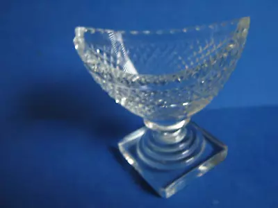 Clear Cut Glass Pedestal Boat Shaped Master Open Salt Cellar • $22.99