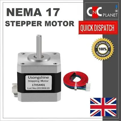 NEMA 17 Stepper Motor 4 Wire 1.5a High Torque 42 + Cable 3D Printer CNC UK FAST • £17.95