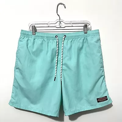 Vineyard Vines Mens Swim Trunks L Turquoise Lined Elastic Waist Drawstring Logo • $24.99