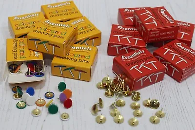 Coloured Or Brassed Head Drawing Pins Box Of 50 Thumb Tacks + Multi Pack Deals • £2.35