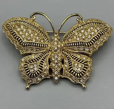 Stunning Nadri Butterfly Pin Crystals Intricate Detailing 2.5” • $46.50