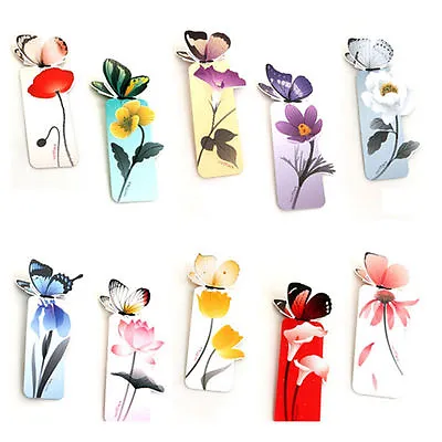 £2.19 • Buy 4pc Cute Butterfly On Flower Exquisite Paper Bookmarks Book Markers Readers Gift