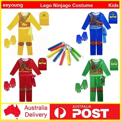 Kids Child Lego Ninjago Costume Boys Ninja Cosplay Halloween Party Fancy Dress • $28.49