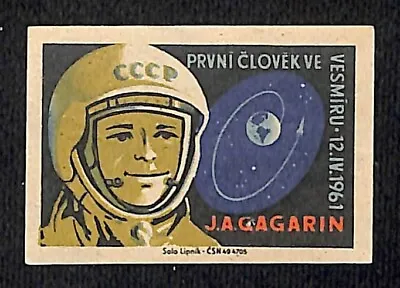 Vintage USSR Space Matchbox Label USA J.A. Gagarin First Man In Space C1960's • $7.99