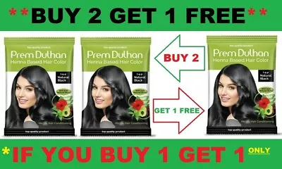 Prem Dulhan Henna Based Hair Colour Natural BLACK No Ammonia & No Paraben X 1 • £4.05