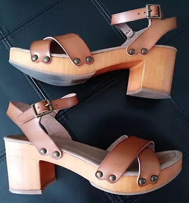 MIA Jullia Faux Leather Camel Brown Tan Strap Sandal Shoes 6.5M • $15