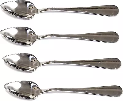 Set Of 4 Grapefruit Spoons Stainless Steel Serrated Edge • $8.45