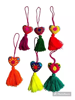 12 Piece Mexican Embroidered Tassel Christmas  Car Decor    Flower  Heart • $59.80