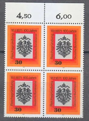 Germany 1971 Mi 658 Sc 1052 MNH Imperial Eagle Block Of 4 ** German Empire ** • $3.78