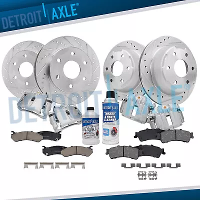 Front & Rear Drilled Rotors + Brake Calipers & Brake Pads For Sierra 1500 Tahoe • $413.39