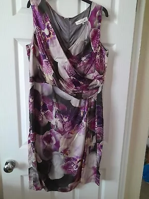 Damsel In A Dress Designer Silk Blend Purple Floral Lined Dress Size 18 • £4.99