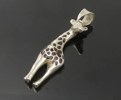 MEXICO 925 Sterling Silver - Vintage Black Onyx Spotted Giraffe Pendant - PT8103 • $45.93