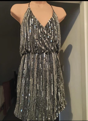 £2.50 • Buy Parker NY SILVER Short Sequin Dress.. 8-10