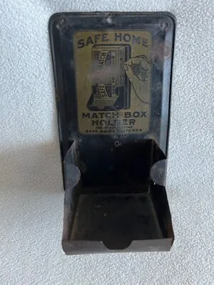Vintage  Safe Home  Advertising Metal Matchbox Holder/Dispenser Wall Mount • $25