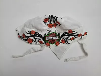 Harley Davidson Head Wrap Skull Cap HD Logo Roses Doo Rag White • $22.63