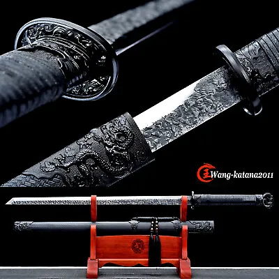 40'' Black Dragon Ninja Sword 9260 Spring Steel Japanese Straight Sharp Ninjato • $85.99