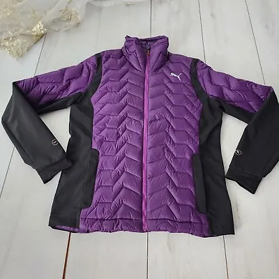 Puma Ecosphere Womens Puffer Down Jacket M Purple Warm Tech Panels See Photo  • $32
