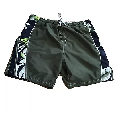 Speedo Swim Trunks Size XL Board Shorts Mesh Lining Green Floral Side Strip • $9.80