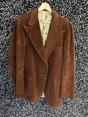 Vintage 70s JC Penny Western Jacket Men Brown Twill Corduroy Cowboy Southwestern • $37