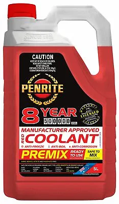 $41.95 • Buy Penrite 8 Year 500,000km Red Coolant Premix 5L