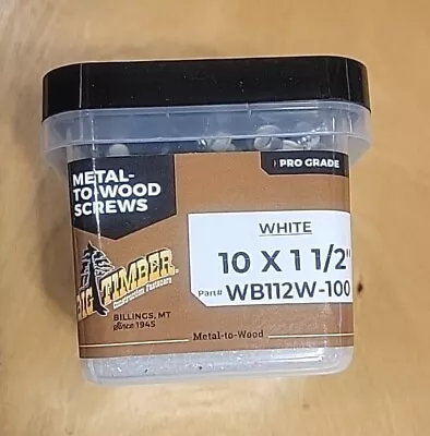 Big Timber WB112W #10 X 1-1/2  Metal To Wood Screws White (100/Box) • $14.95