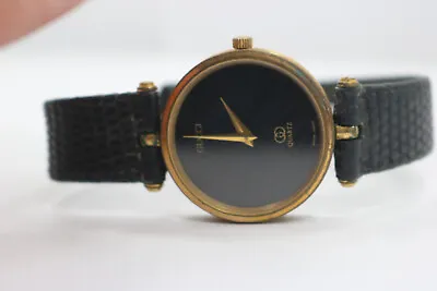 Vintage Gucci Enamel Unisex Swiss Quartz Watch Black Dial New Batt • $100