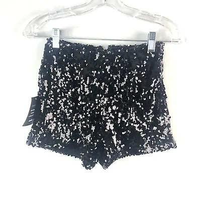 Charlotte Russe Womens Size Small Sequins Black Shorts Back Zipper • $19.99