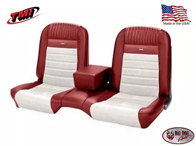 Deluxe PONY Seat Upholstery Ford Mustang Convert Front/Rear Bench - Red & White • $1020.80