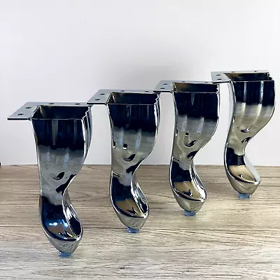 4x CHROME QUEEN ANNE FURNITURE FEET/LEGS PERFECT FOR FOOTSTOOL'S SOFA'S ETC... • £28.99