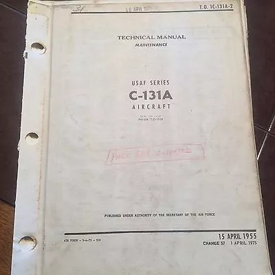 Original Consolidated Vultee Convair C-131A Samaritan Maintenance Manual • $156.65