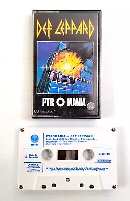 DEF LEPPARD Pyromania (1983) Music Cassette Tape AUSTRALIAN COVER Vertigo • $29.95