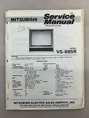 Mitsubishi VS-685R Original Service Manual Free Shipping • $10