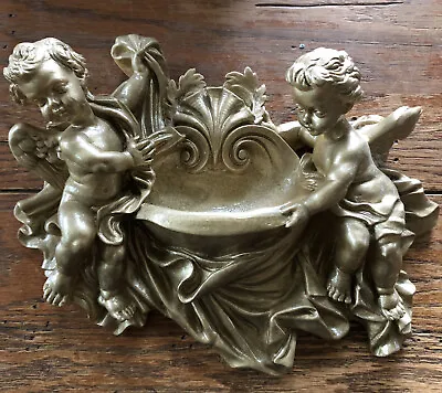 Vintage G Ruggeri Cherub/Angel Wall Sculpture Font Made Of Bonded Marble Italy • $40