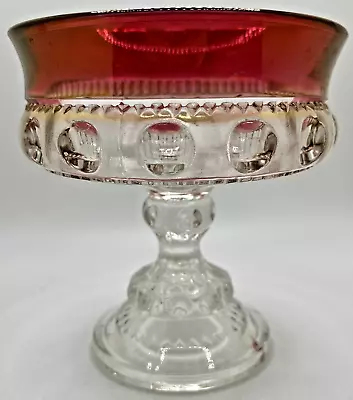 Vintage Tiffin Kings Crown Candy Dish Red Footed Bowl Thumbprint Ruby Red MCM • $9.84