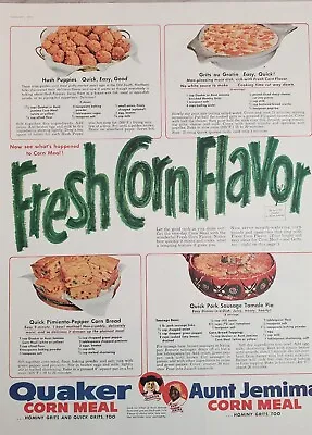 Quaker Oats Corn Meal  Print Ad Recipes Pie Grits  Advertisement  1955 Ephemera  • £11.58