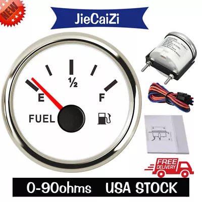 White 52MM Fuel Level Gauge 0-90 Ohms 9-32VDC For Car Truck Motorcycle USA STOCK • $23.27