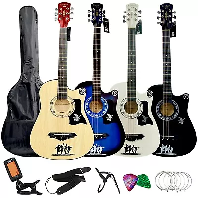 Classic 6 String 4/4 Size 38  Acoustic Guitar Pack Boys Girls Music Guitar • £32.45