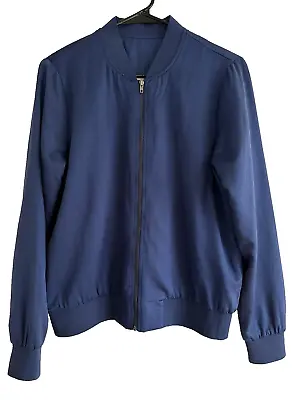 Vero Moda Satin Bomber Jacket Deep Blue Soft Fabric Full Zip Women Size M • $9.99