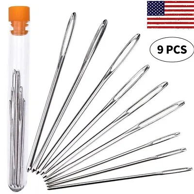 9Pcs Large Eye Needle Set For Knitting Hand Sewing Crocheting Darning Hook Set • $2.02