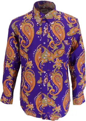 Mens 70s Purple Psychedelic Paisley Shirt • £39.99