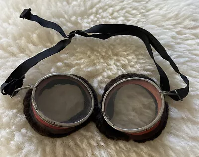 VTG Retro Bakelite Safety Goggles Steampunk Glasses Biker Work Airplane Pilot • $50