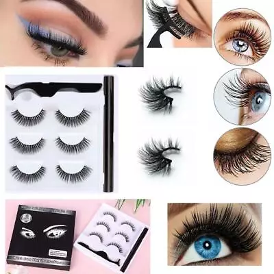 Magnetic Eyelashes Eyeliner Kit Long Thick Natural Fake False Eye Lashes Set Uk  • £5.99