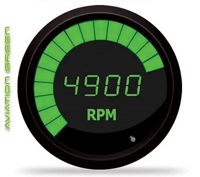 3 3/8  Universal Digital Tachometer Bargraph Gauge Green LED Black Bezel • $77.42
