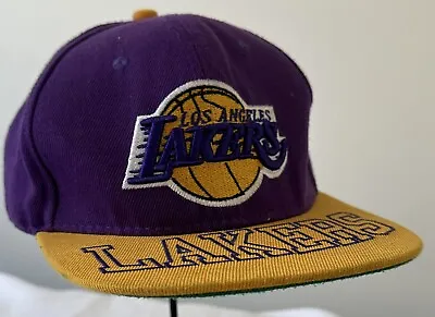 LA Lakers Hat Cap NBA Mitchell & Ness Harwood Classics Yellow Purple SnapBack • £11.76