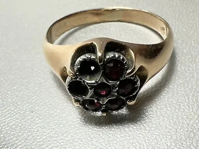 Men Ring Size 11.75 Gold Filled And Silver Garnet Victorian Ring Antique • $95