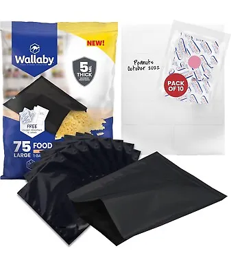 Wallaby 5 Mil Food Storage Bags 75 Pack 10  X 14  1 Gallon Bundle Heat Sealable • $26.13