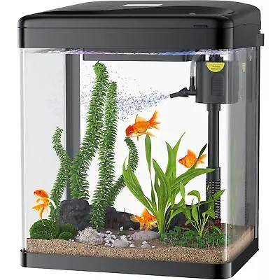 Betta Fish Tank 2 Gallon Glass Aquarium 3 In 1 Fish Tank With Filter And Li... • $57.91